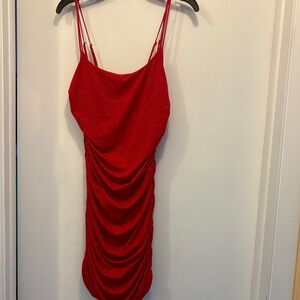 Lucy in the Sky Shimmer Red Ruched Bodycon Homecoming Dress Size Medium